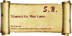 Simonits Mariann névjegykártya