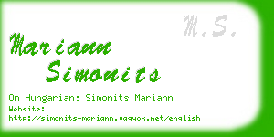 mariann simonits business card